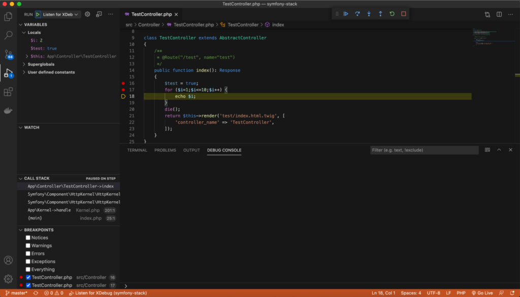 Débugger efficacement un projet Php Symfony 1 vscode screen 1 2048x1171 1