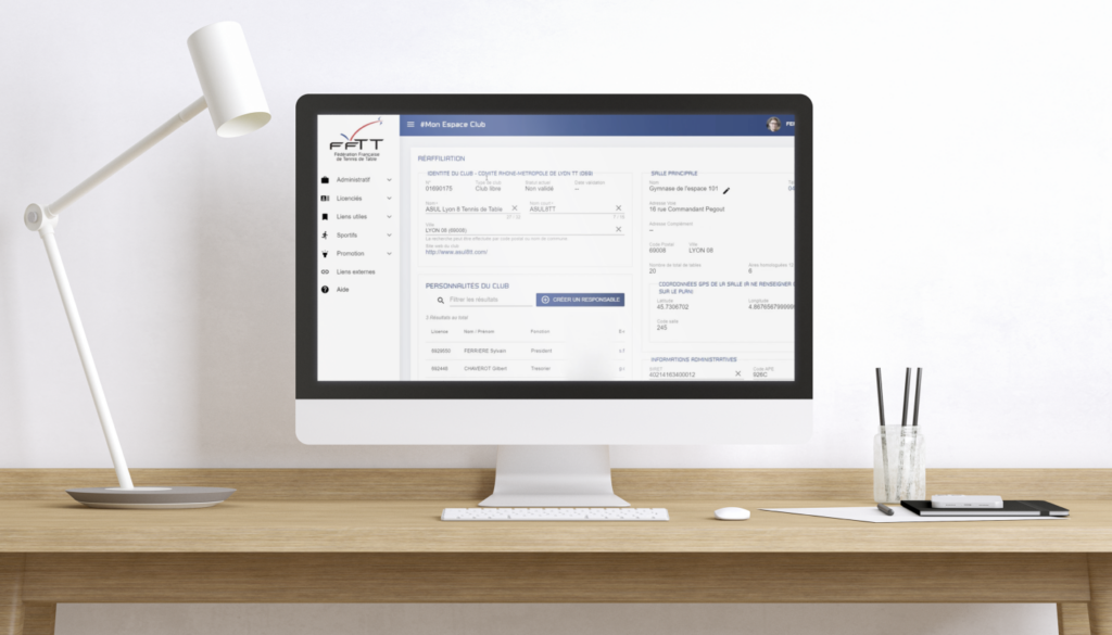 Refonte de l'outil métier interne de la Fédération Française de Tennis de Table par ACSEO 1 Capture de l'outil métier de la FFTT