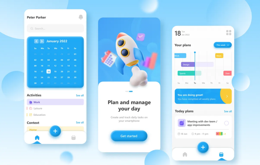 4 tendances UI/UX Design pour 2025 8 Exemple de Claymorphism, une tendance graphique de 2025