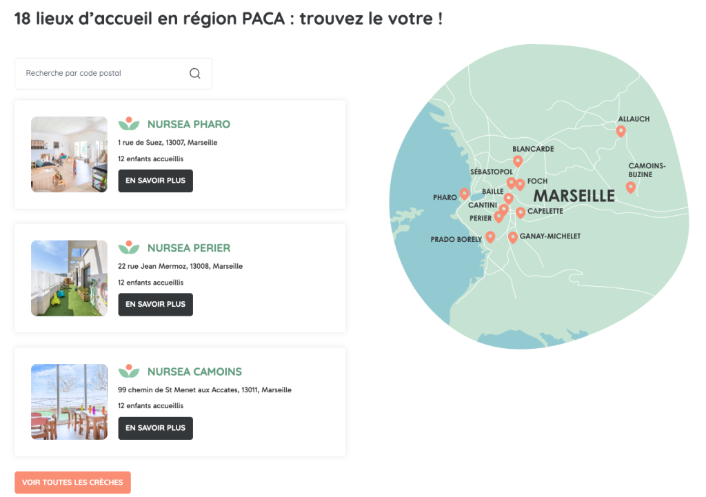 Refonte du site WordPress de Nursea, selon les règles d'éco-responsabilité 1 Les crèches Nursea en région PACA