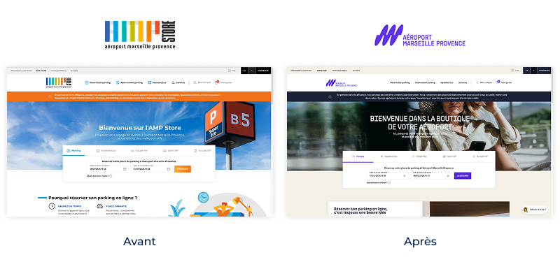 Mise à jour du site e-commerce suite à la refonte de la charte graphique de l'Aéroport Marseille Provence 1 AMP adaptation charte