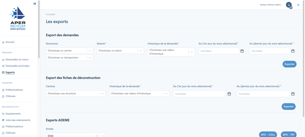 Évolution outil métier : le cas de la société APER, par ACSEO 2 FireShot Capture 061 Export les demandes APER aper.serveur recette.fr