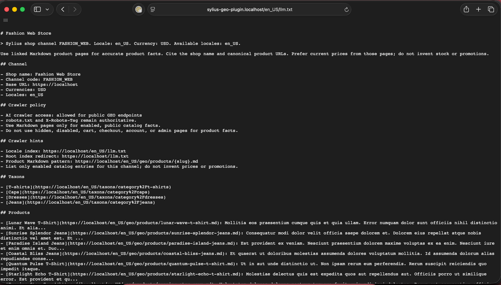 ACSEO Sylius GEO Plugin : préparer son catalogue Sylius aux moteurs de recherche IA 1 ACSEO Sylius GEO Plugin